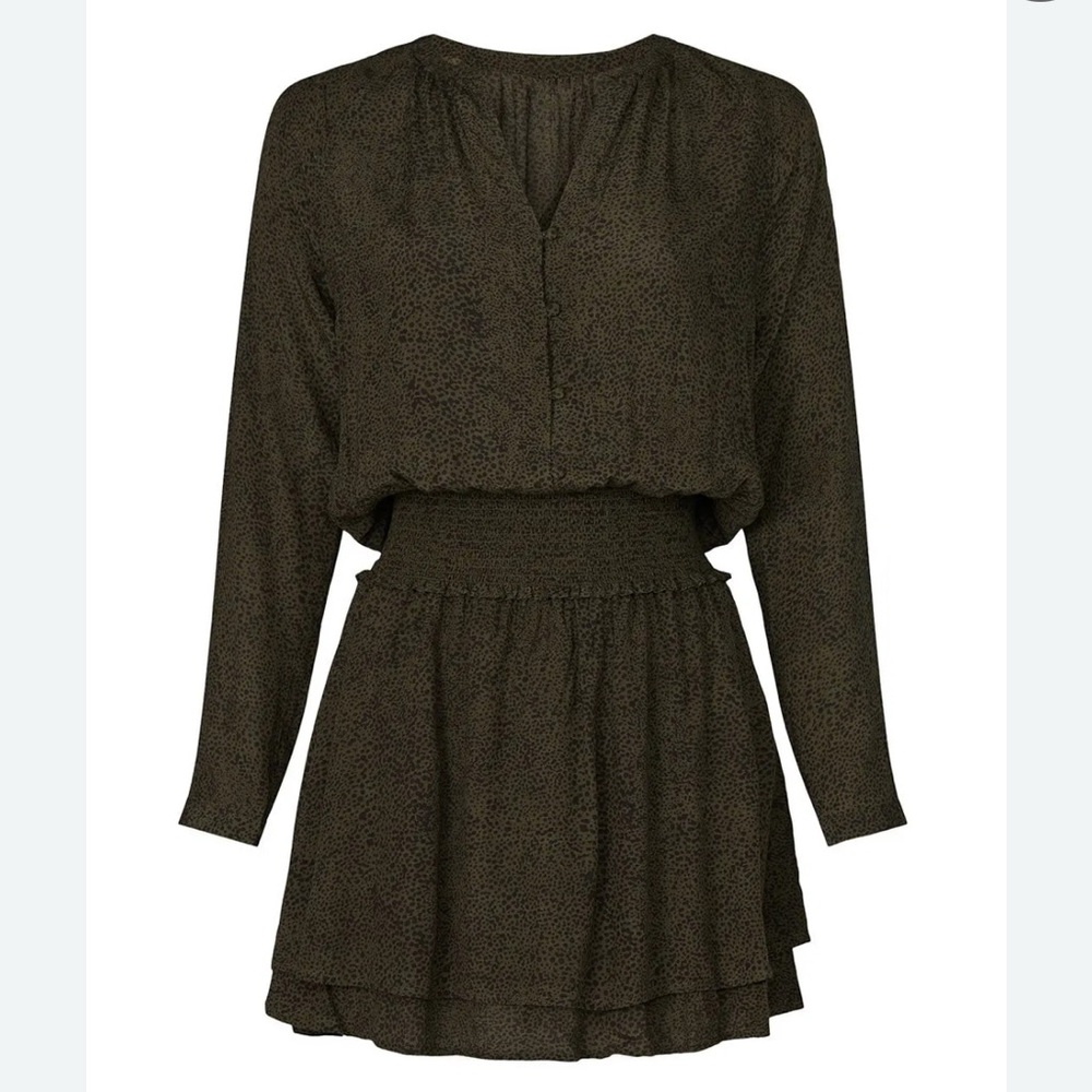 Rails Green Black V-Neck Long Sleeve Sundress